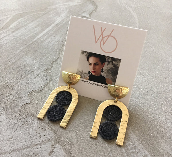 cara black lace earrings