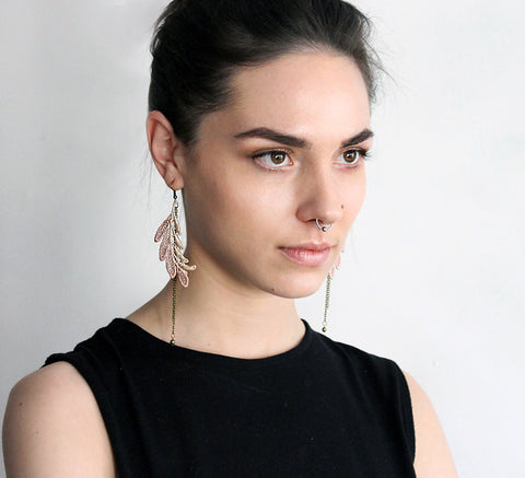 elsa taupe ombre lace earrings