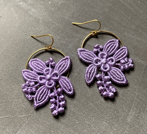 lily lace earrings lilac